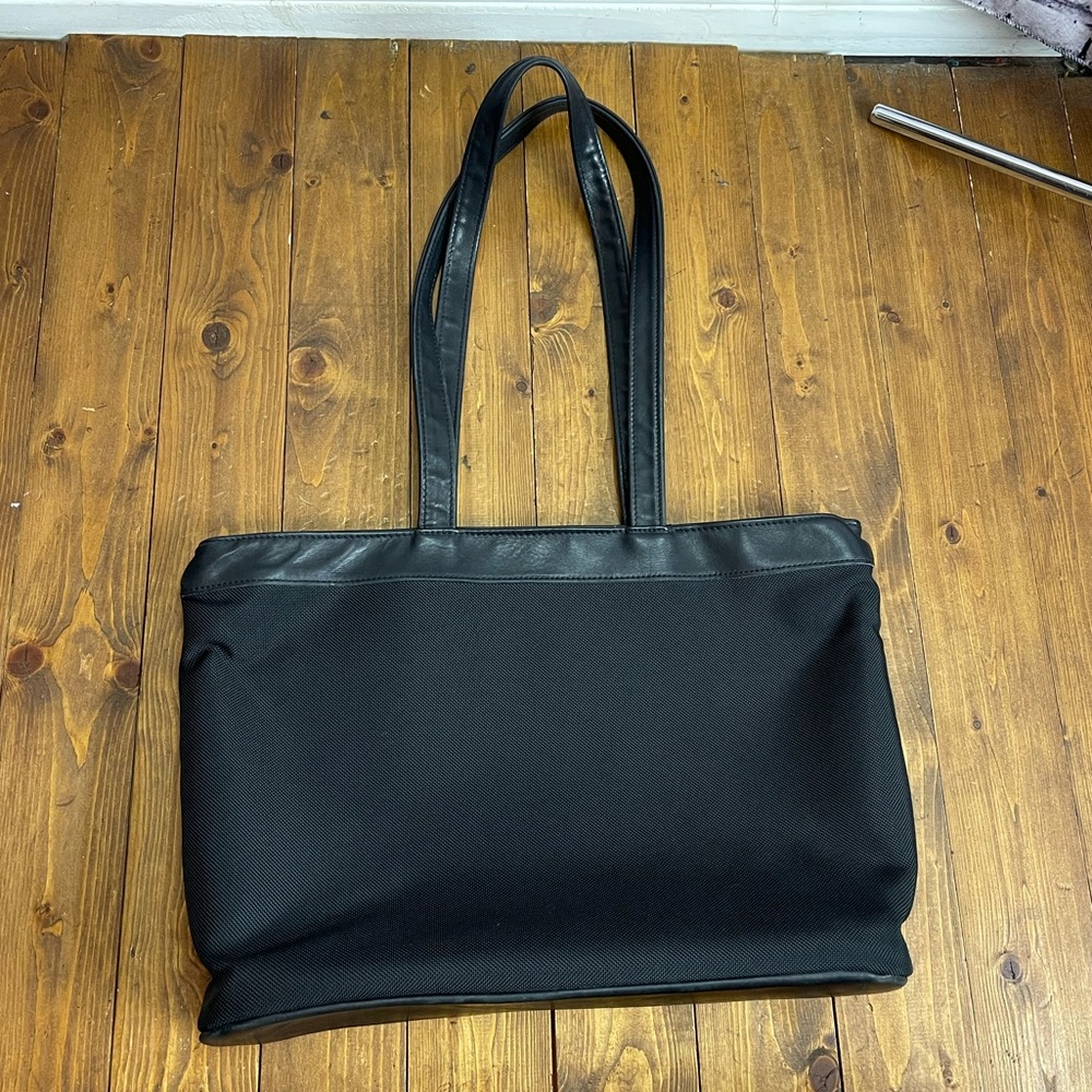 Jack George’s black nylon and leather tote bag